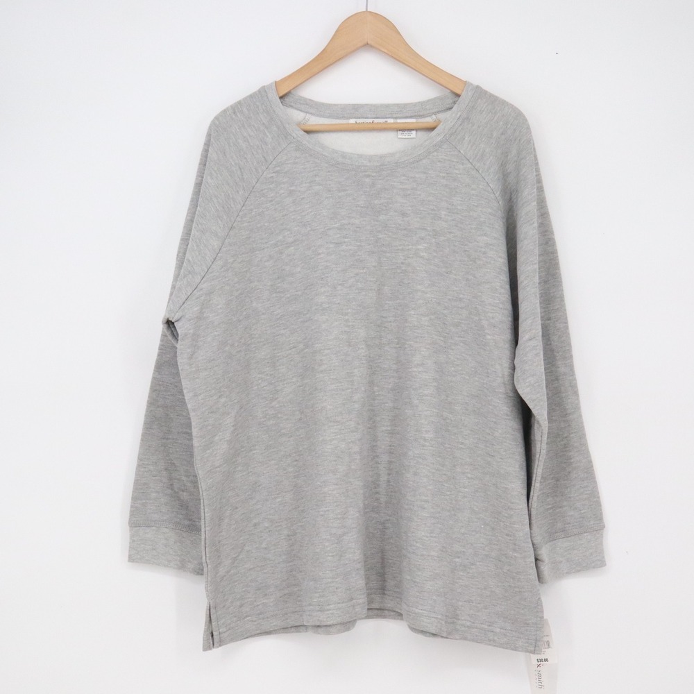 Hasting & Smith Sweatshirt Womens 2X W7394 Heather Grey Raglan Fleece NEW